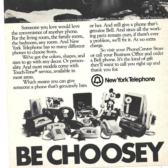 Vintage New York Telephone Advertisement Be Choosey Print 1978 Micky Mouse - Picture 2 of 2